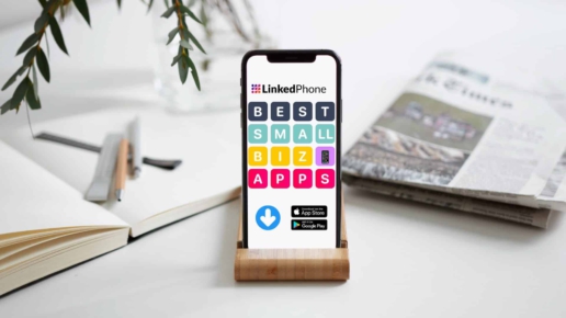 Image of Phone with Mobile Apps - Written Title Best Small Business Productivity Apps for iOS iPhone and Google Android Phone