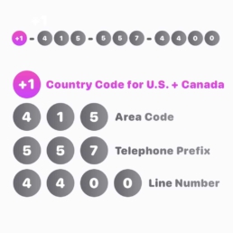 Parts of a phone number - +1 is the country code for U.S. and Canada