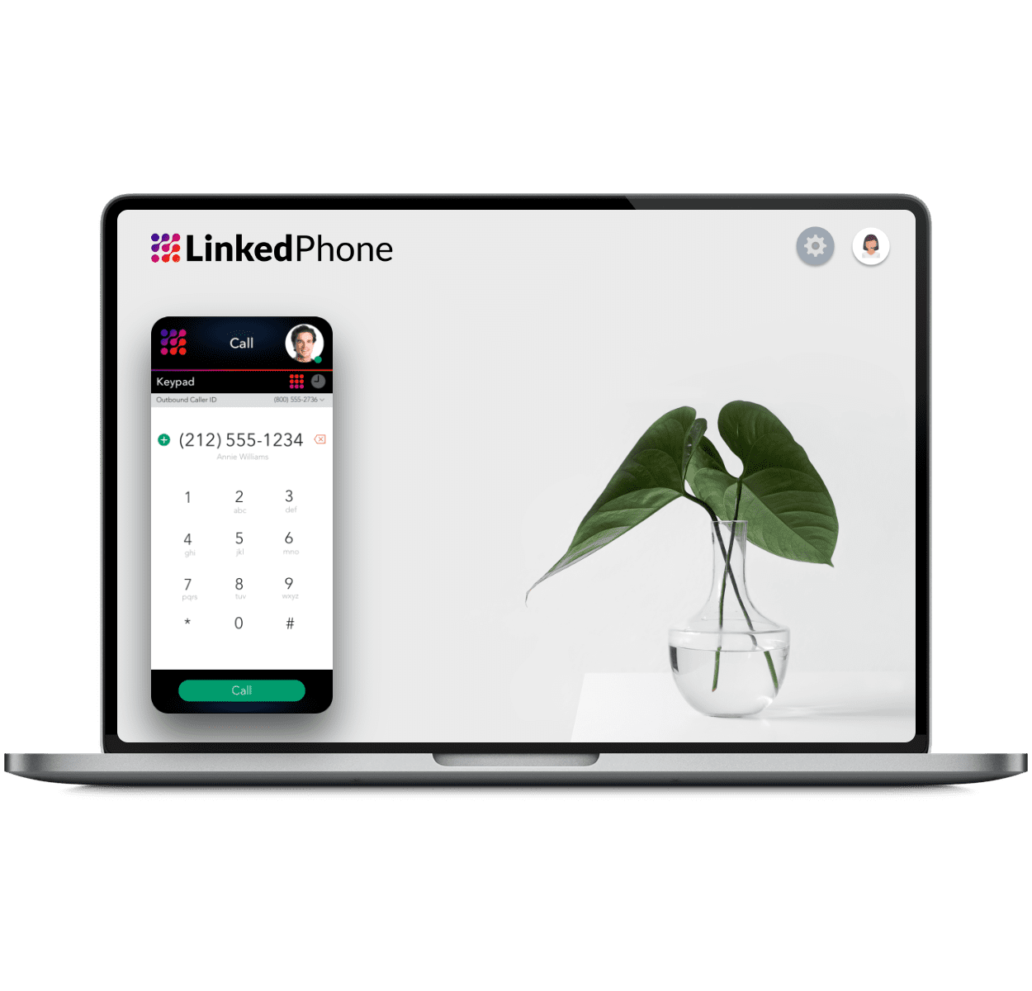 Laptop Computer using Dialpad On The Web via Browser - LinkedPhone Virtual Phone System for Business