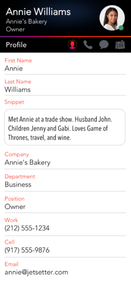 LinkedPhone Mobile App Screenshot of Contact Profile Fields