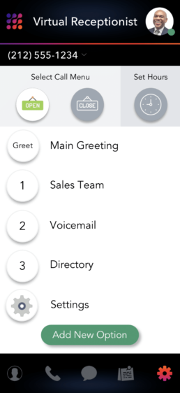 LinkedPhone Mobile App Screenshot of Call Menu Options Configurations