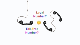 Three Phone Against Gray Background with Text - Toll-Free or Local Business Phone Number